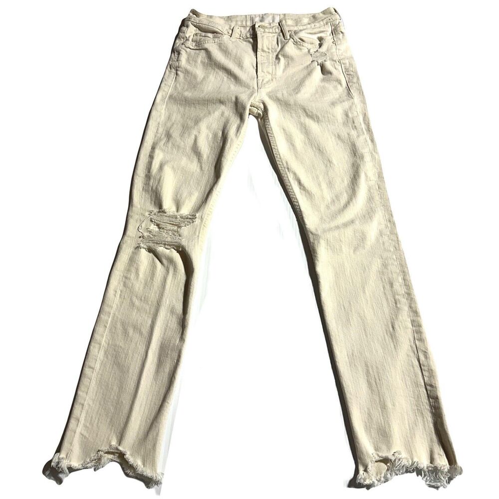 Mother Superior Jeans The Flirt Chew Unnatural Acts Cream Distressed Size 26